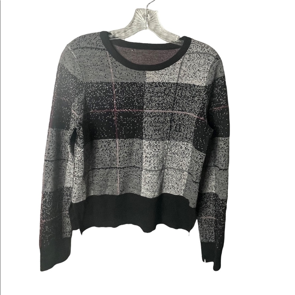 Plaid print rag and bone dark Academia style sweater size medium merino wool - Picture 3 of 8